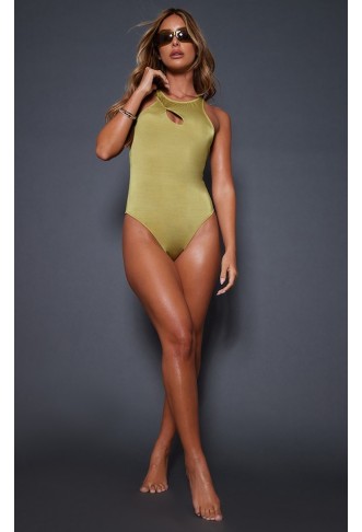 Olive Cut Out High Neck...