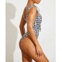 Monochrome Monogram Tie Waist Scoop Neck Swimsuit