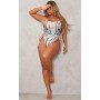 Shape Stone Animal Print Ruched Side High Rise Swimsuit
