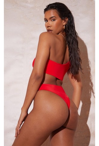 Red One Shoulder Cut Out Swimsuit