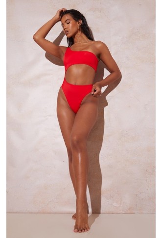 Red One Shoulder Cut Out...