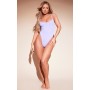 Purple Crinkle Stripe Scoop Neck Swimsuit
