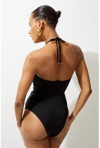 Slinky Trim Detail Cut Out Swimsuit