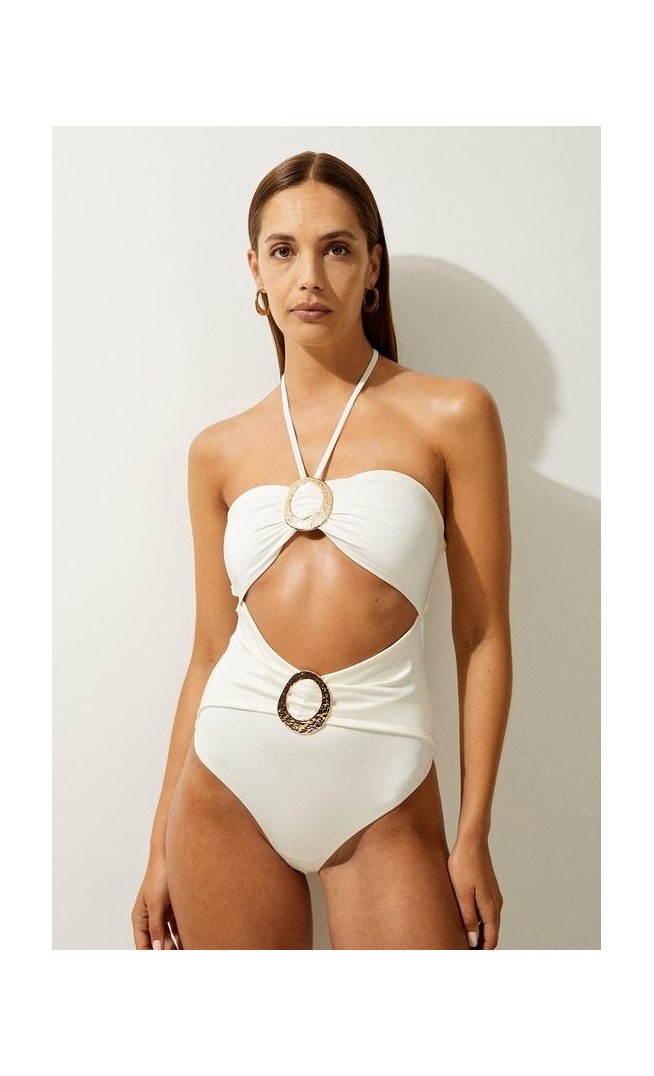 Slinky Trim Detail Cut Out Swimsuit