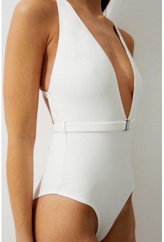 Plunge Belt Trim Detail Swimsuit