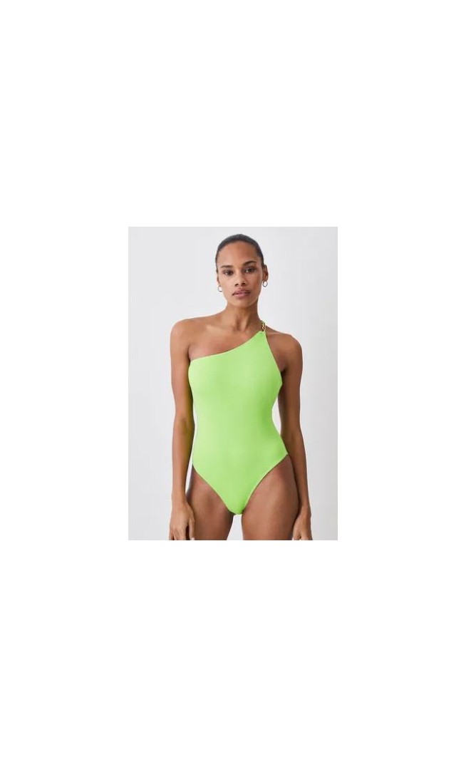 One Shoulder Chain Strap Swimsuit