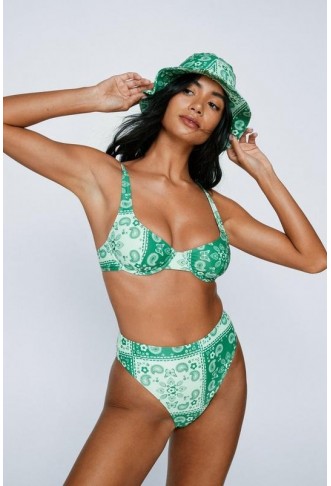 Tile Print Underwire Bikini...