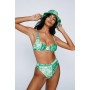 Tile Print Underwire Bikini And Bucket Hat 3pc Set