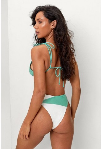 Color Block Tie Triangle Bikini Set