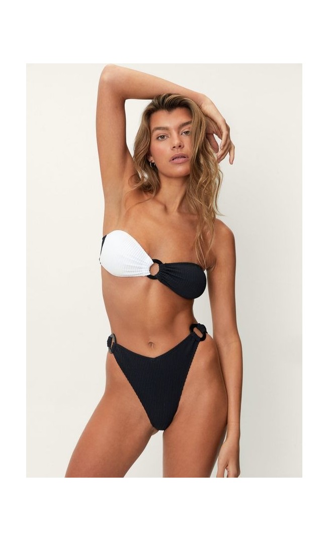 Two Tone Bandeau Bikini Set