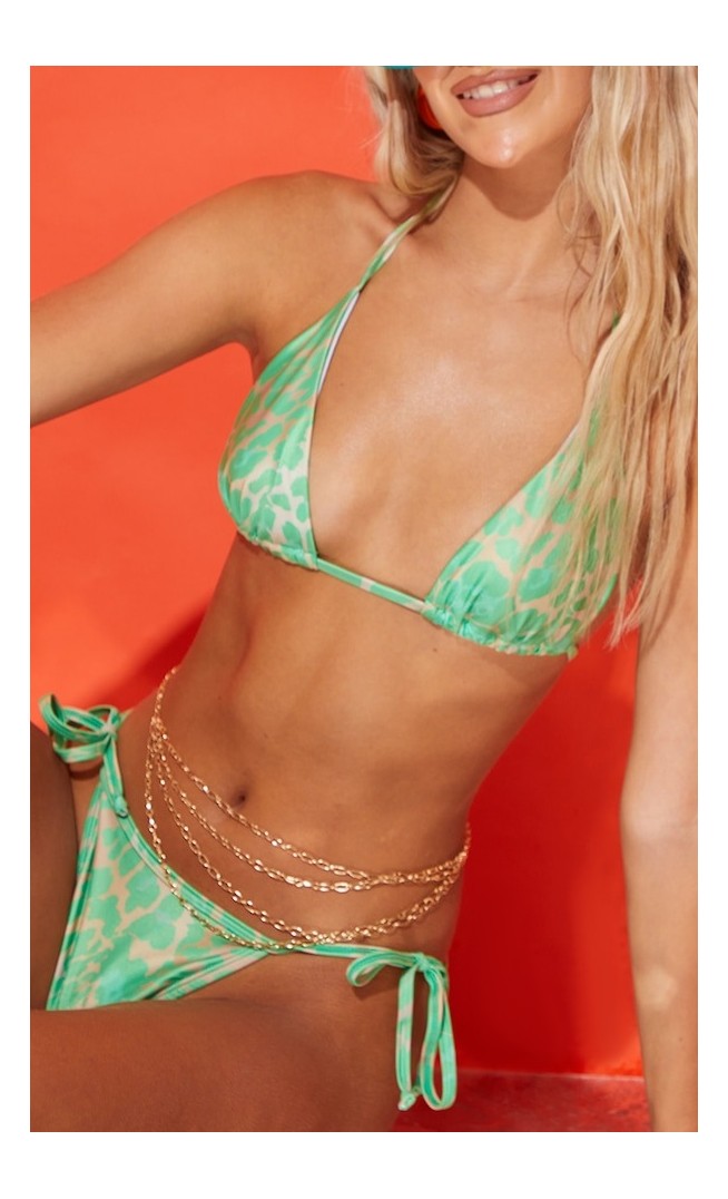 Leopard Print  Triangle Bikini Set
