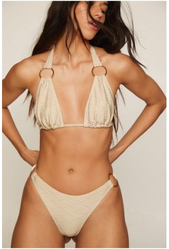 Zig Zag Texture Ring Triangle Bikini Set