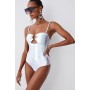 Metallic Cut Out Silver Trim Swimsuit