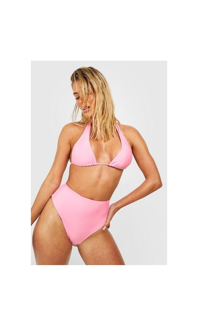 Halterneck Triangle High Waisted Bikini Set