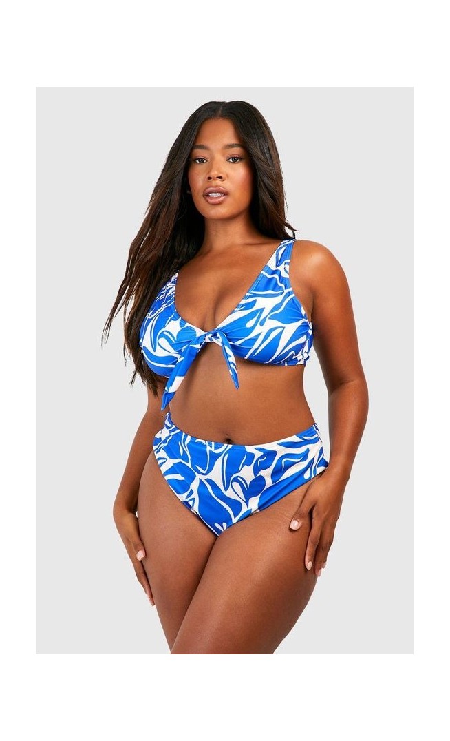 Plus Abstract Print Bikini Set