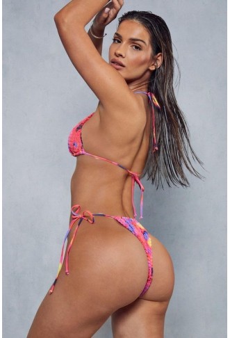 Firey Floral Crinkle Printed Triangle Bikini Set