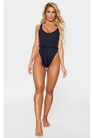 Tie Waist Crinkle Swimsuit
