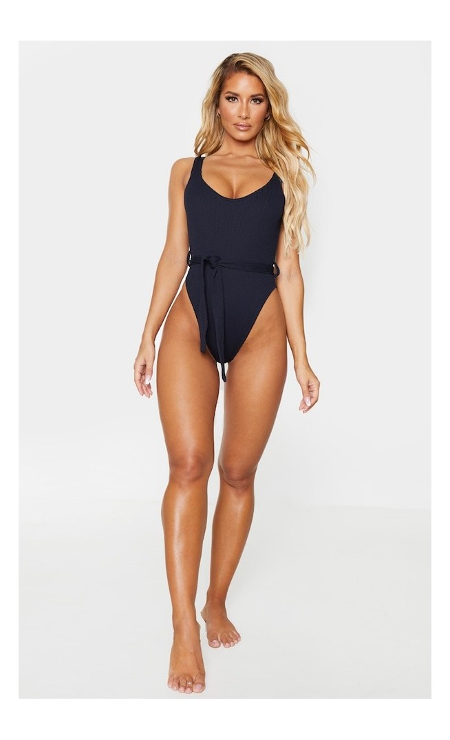 Tie Waist Crinkle Swimsuit