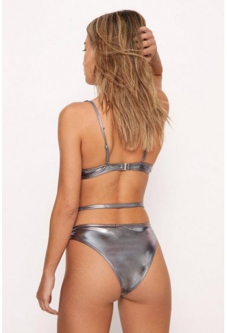 Metallic Underwire Strappy Bikini Set