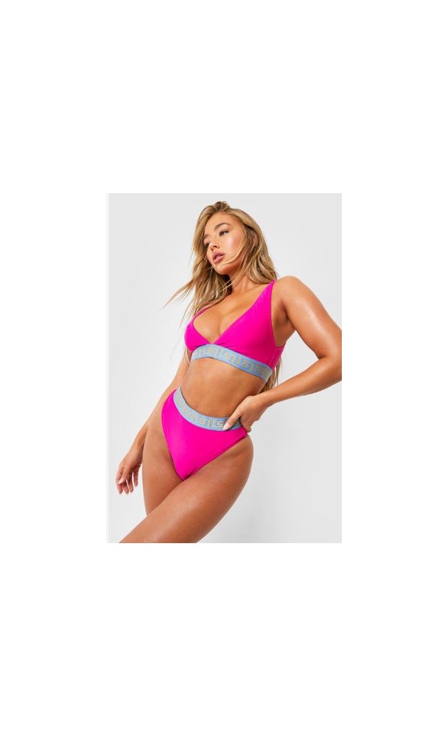 Geo Tape Colour Block High Waist Bikini Set