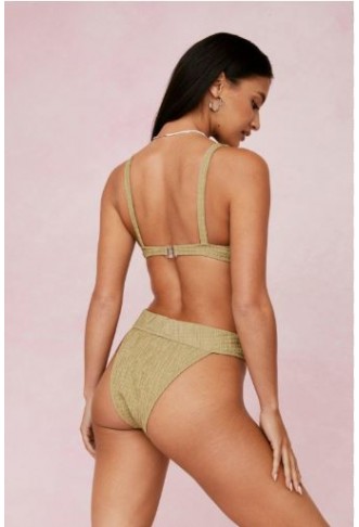 Crinkle High Waisted High Leg Bikini Bottoms