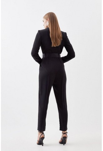Tailored Tuxedo Wrap Jumpsuit