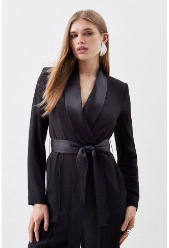 Tailored Tuxedo Wrap Jumpsuit