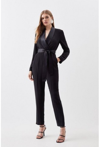 Tailored Tuxedo Wrap Jumpsuit