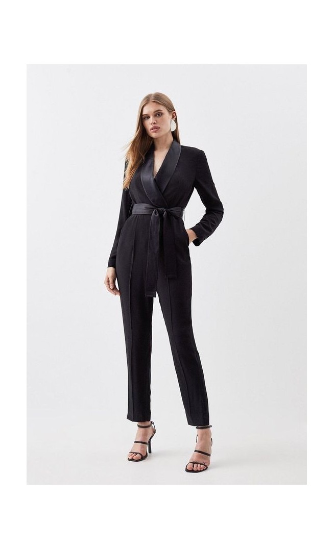 Tailored Tuxedo Wrap Jumpsuit