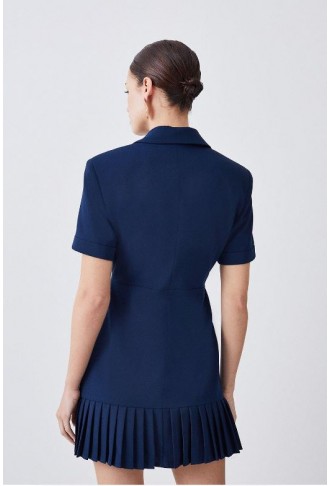 Petite Pleated Button Detailed Woven Mini Dress