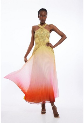 Embellished Ombre Pleated...