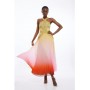 Embellished Ombre Pleated Woven Maxi Dress