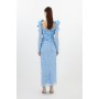Lace Petal Applique Woven Midi Dress