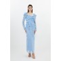Lace Petal Applique Woven Midi Dress