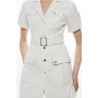 Tailored Cotton Stretch Pocketed Belted Tailored Mini Shirt Dress