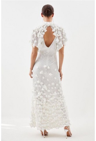 Petite Crystal Applique Angel Sleeve Woven Maxi Dress