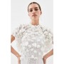 Petite Crystal Applique Angel Sleeve Woven Maxi Dress