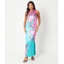 Placement Print One Shoulder Maxi Dress