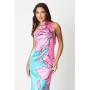 Placement Print One Shoulder Maxi Dress