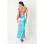 Placement Print One Shoulder Maxi Dress