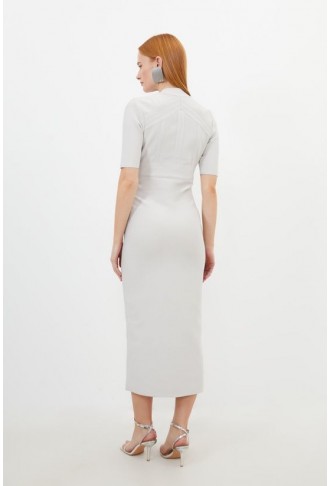 Bandage Form Fitting V Neck Midaxi Dress