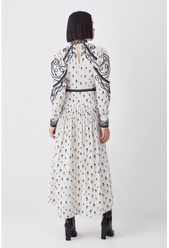 Embroidered Cornelli Tape Woven Dress