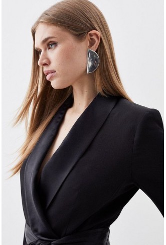 Tailored Tuxedo Wrap Jumpsuit