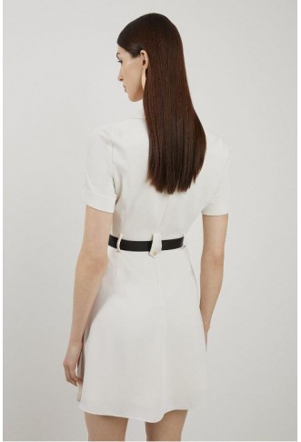 Soft Tailored Belted Mini Shirt Dress