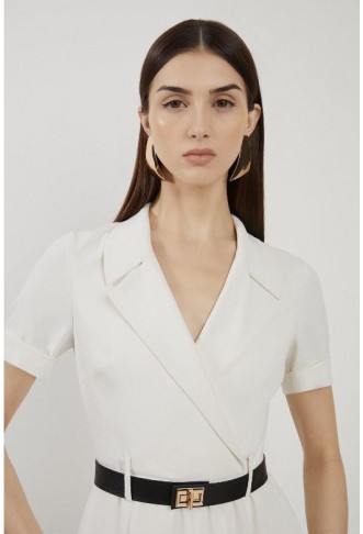 Soft Tailored Belted Mini Shirt Dress