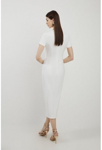 Ponte Jersey Hardwear Detail Midi Dress
