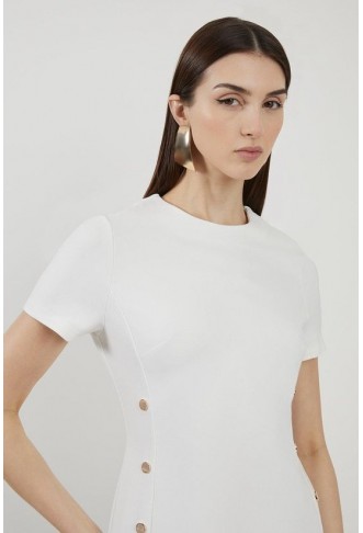 Ponte Jersey Hardwear Detail Midi Dress
