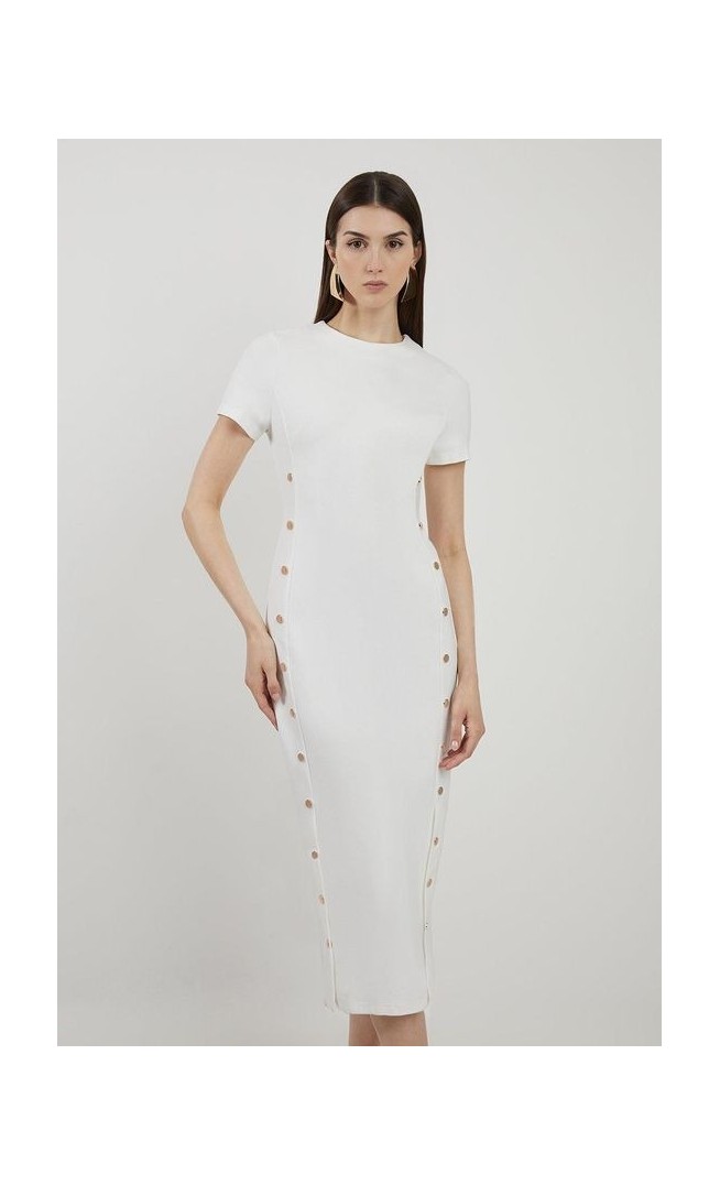 Ponte Jersey Hardwear Detail Midi Dress