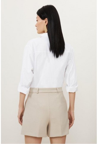 Compact Stretch Pleated Tailored Shorts