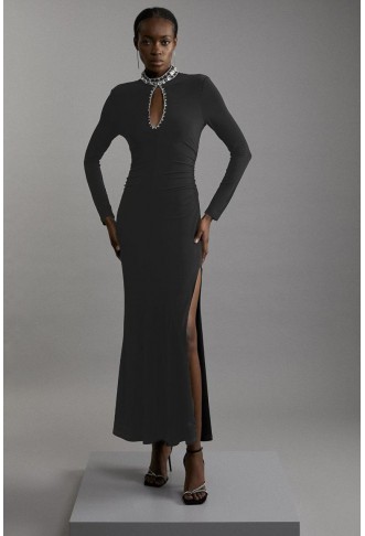 Embellished Jersey Crepe...